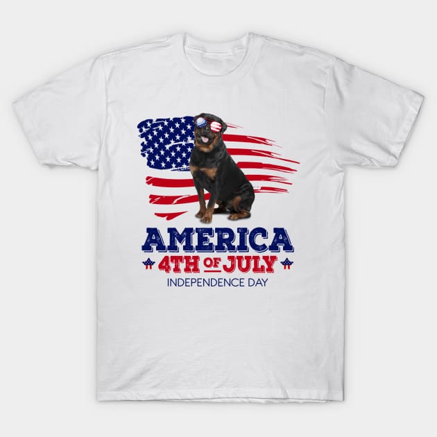 Rottweiler Flag USA - America 4th Of July Independence Day T-Shirt by bunnierosoff21835